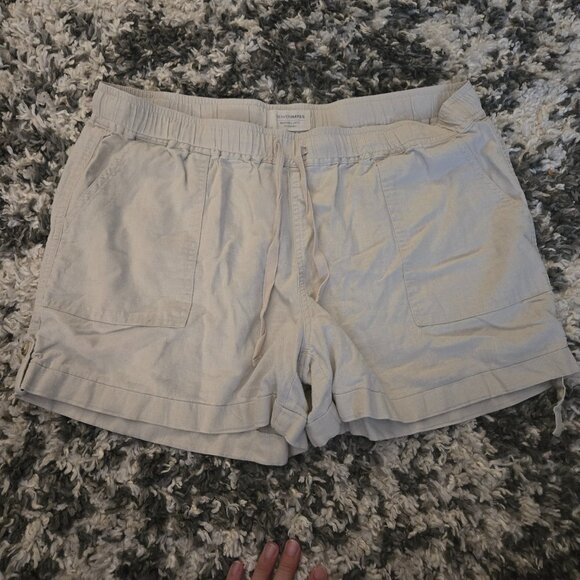 Denver Hayes Washable Linen Blend Pull-On Shorts Elastic Waist Tan Size 14 EUC - Picture 1 of 3